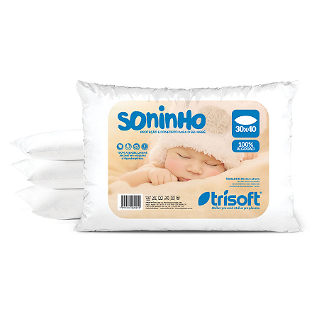 Travesseiro Soninho Para Bebê - 100% Algodão Hipoalergênico Trisoft