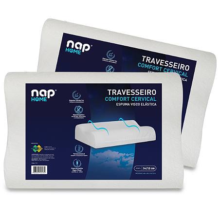 Kit 2 Travesseiro Nasa Cervical Comfort Anatômico Ergonômico D40 Viscoelástico Nap