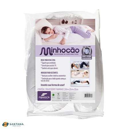 Travesseiro de Corpo Minhocão P/ Gestante 150x21x15 Fibrasca