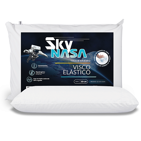 Travesseiro Sky Nasa 10cm 100% Algodão - Viscoelástico Baixo Nap