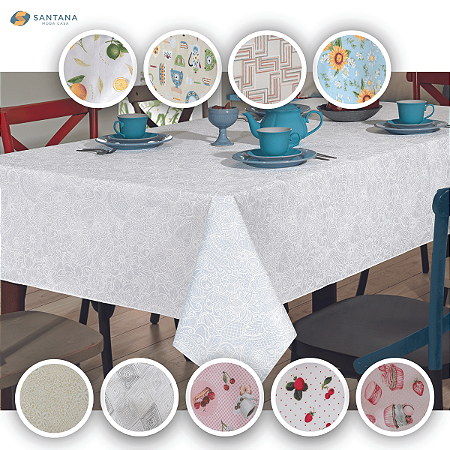 Toalha De Mesa Döhler Retangular 6 Lugares Limpa Fácil Clean Athenas 1,40x2,10m