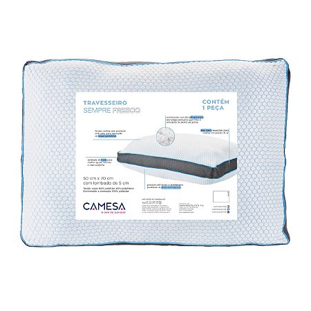 Travesseiro Sempre Fresco 50x70cm Ecopluma Anti Calor Camesa