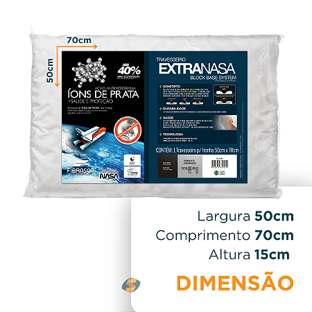 Travesseiro Nasa Alto Fibrasca Íons De Prata Extra Nasa Luxo 50x70cm Antialérgico/Antiácaro