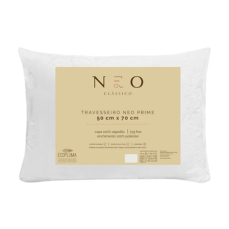 Travesseiro Neo Prime 233 Fios 100% Algodão Ecopluma 50x70cm Camesa
