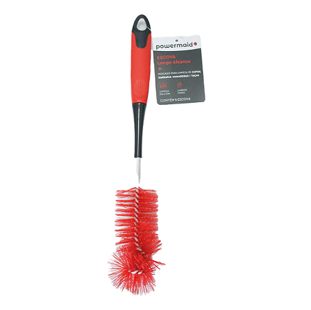 Escova Longo Alcance Flexível Anatômico Limpa Copos Garrafas Powermaid