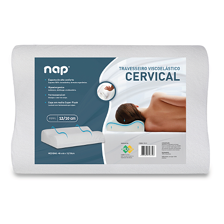 Travesseiro Cervical Baixo Comfort 12/10cm Viscoelástico Nap - D40