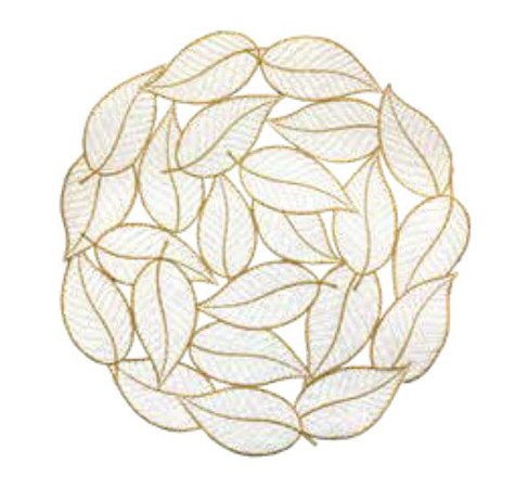 Jogo Americano Foliage Branco c/ Bordado Dourado 40cm Redondo