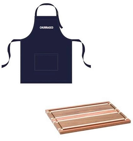 Kit Tabua Madeira Montana + Avental Churrasco