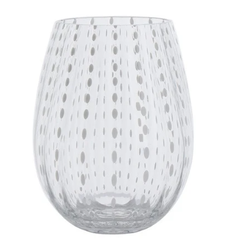 Copo em vidro transparente com detalhe em branco