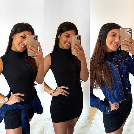vestido tubinho gola