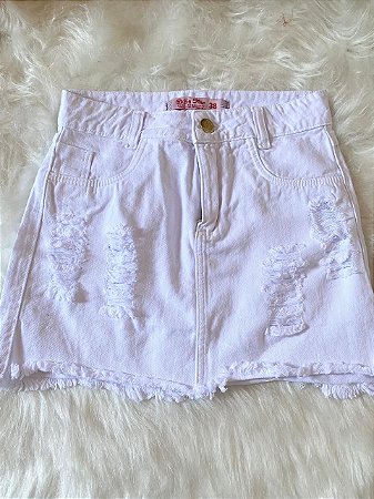 short saia jeans branco