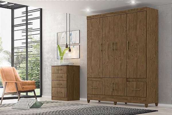 Guarda Roupa 6 Portas MS912 Castanho Wood - Moval