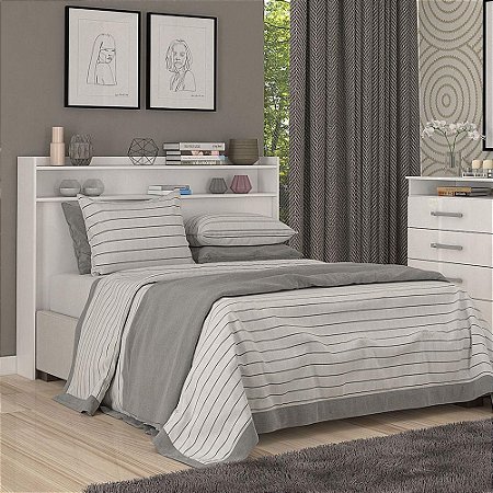 Cabeceira para Cama Casal com Nicho Elite 140 Branco - Docelar