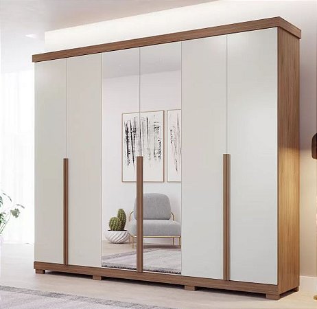 Guarda-Roupa Casal 6 Portas 2 Gavetas Off White ACP