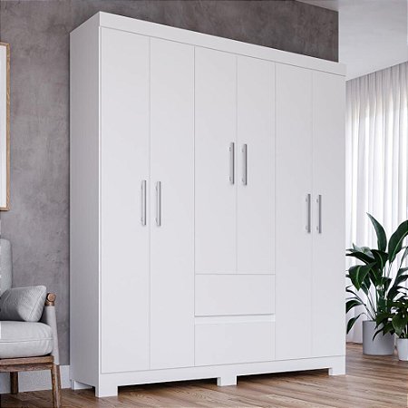 Guarda Roupa 6 Portas 2 Gavetas M6 Branco - Docelar