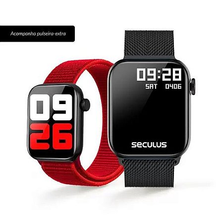 Relógio Digital Smartwatch Troca Pulseira 17001MPSVPL1 Preto/Vermelho -  Seculus - Móveis Cândido