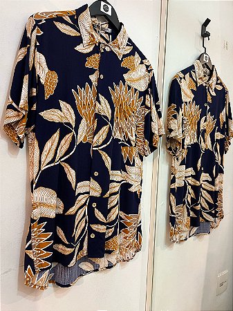Camisa florida azul marinho ayi