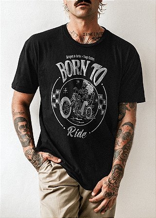 T-SHIRT - TUAGH & GARAGEM DO BARBA - BORN TO RIDE