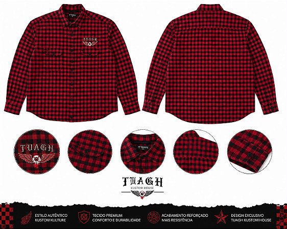 FLANELA XADREZ VERMELHO E PRETO