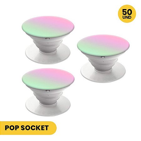 Pop Socket Holográfico Branco | Refletivo - CarreGo Atacadista