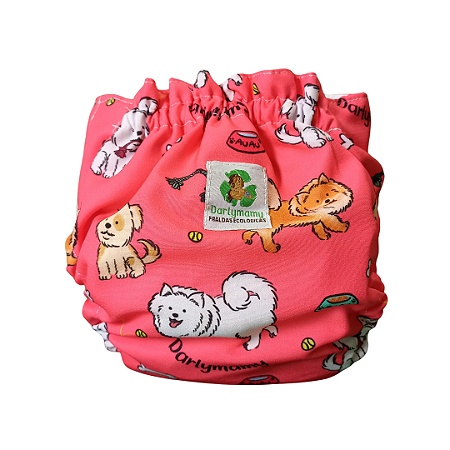 Fralda ecológica dogs felizes rosa