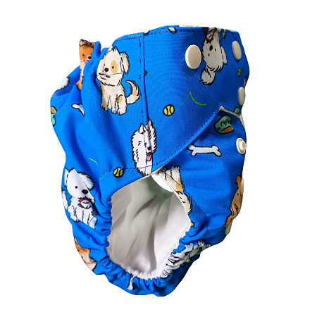 Fralda ecológica dogs felizes azul