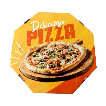 25 Caixas de Papelão Para Pizza 35x35x4,5 Cm - Com Fundo Laminado