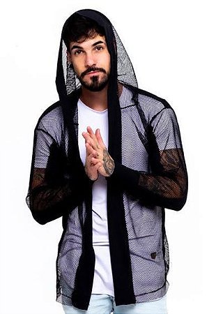 cardigan de renda preto