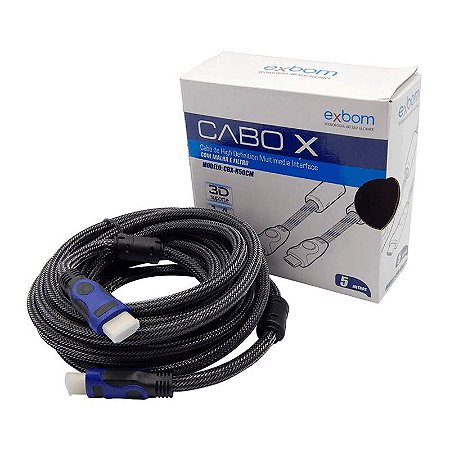 Cabo Hdmi Exbom 5 Metros Com Malha e Filtro