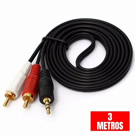 Cabo de Áudio P2 x 2 RCA 3m Exbom