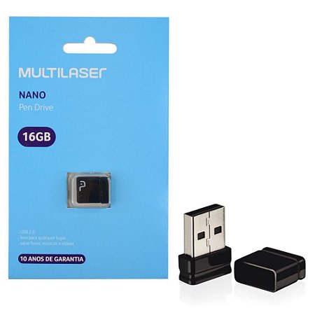 Pendrive 16GB USB Multilaser Nano PD054 Preto