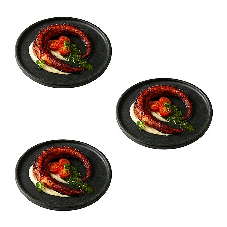 kit 3 pratos raso pedra sabão 22 cm