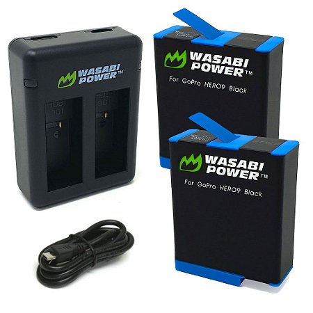 Kit carregador duplo + 2 baterias Wasabi Power P/ HERO 9/10/11