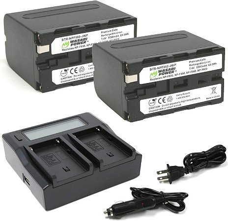 Kit Carregador Duplo + 2 baterias Wasabi Sony NP-F950, NP-F970, NP-F975 (L Series)