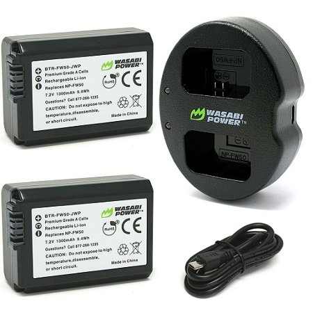 Kit Carregador Duplo + 2 baterias Sony NP-FW50 - Wasabi Power