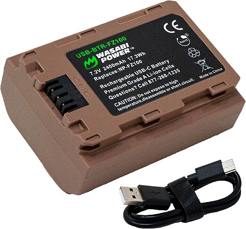 Bateria Wasabi NP-FZ100 Com Carregamento Rápido USB-C