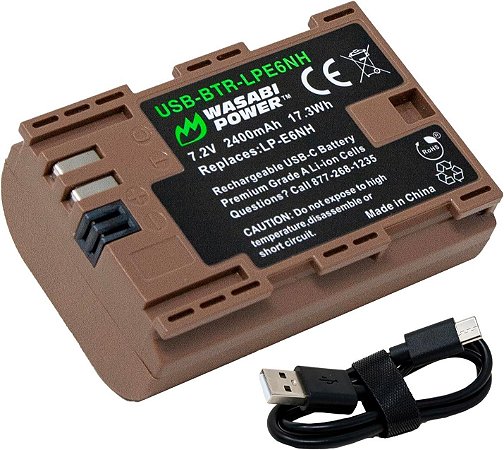 Bateria Wasabi LP-E6NH Com Carregamento Rápido USB-C