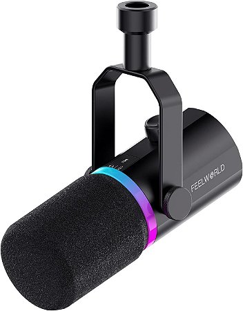 Microfone Dinâmico PM1 XLR USB Feelworld