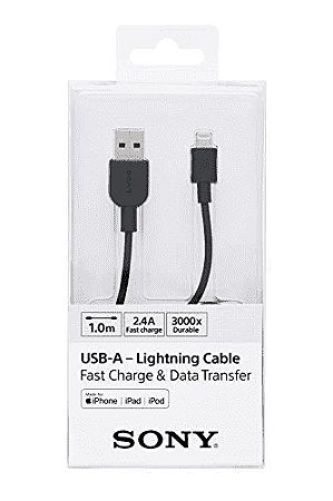 Cabo Sony USB x Apple Lightning 1m CP-AL100 Preto - Loja do Filmmaker -  Equipamentos e acessórios audiovisuais