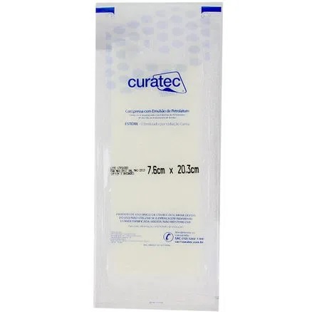 CURATIVO COMPRESSA EM PETROLATUM 7,6 X 20,3 CM C/3UN CURATEC