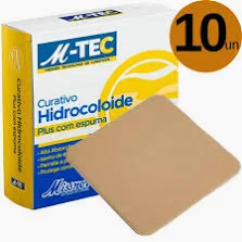 CURATIVO HIDROCOLOIDE 10X10CM PLUS COM ESPUMA M-TEC