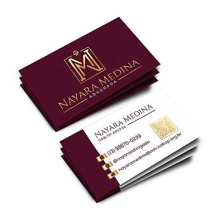 500 CARTOES DE VISITA COUCHE 300G / LAM SOFT TOUCH E HOT STAMP DOURADO FRENTE / CORTE RETO - 4X4