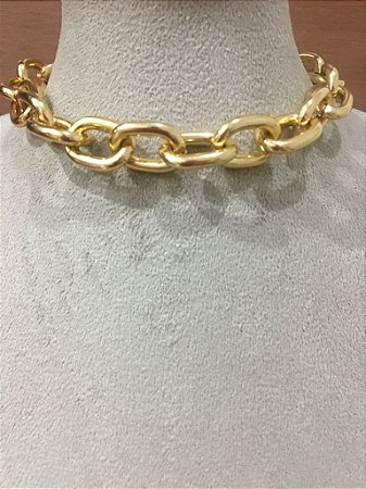 COLAR CORRENTE CADEADO NO BANHO OURO18K