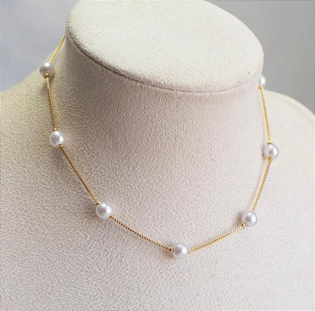 CHOKER PÉROLAS NO BANHO OURO18K