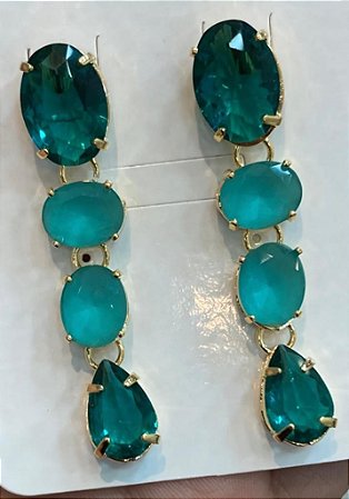 BRINCO PÊNDULO TURMALINA NO BANHO OURO18K