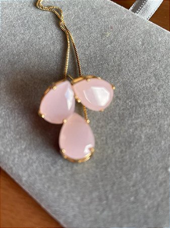 CONJUNTO GOTA ROSA BB NO BANHO OURO18K