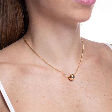COLAR ESFERA UNICA G NO BANHO OURO18K