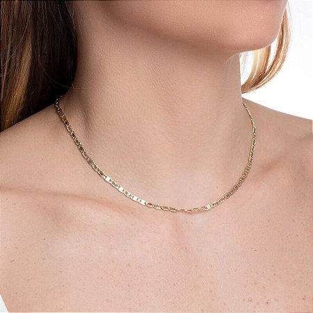 CHOKER LAMINADA FRISADA INSPIRAÇÃO  NO BANHO OURO18K