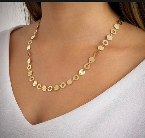COLAR CÍRCULOS INTERCALADOS NO BANHO OURO18K