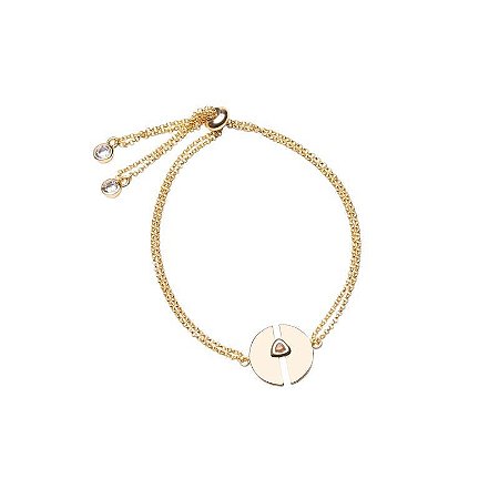 PULSEIRA AJUSTÁVEL TRIANGULO CENTRAL TURMALINA ROSA NO BANHO OURO